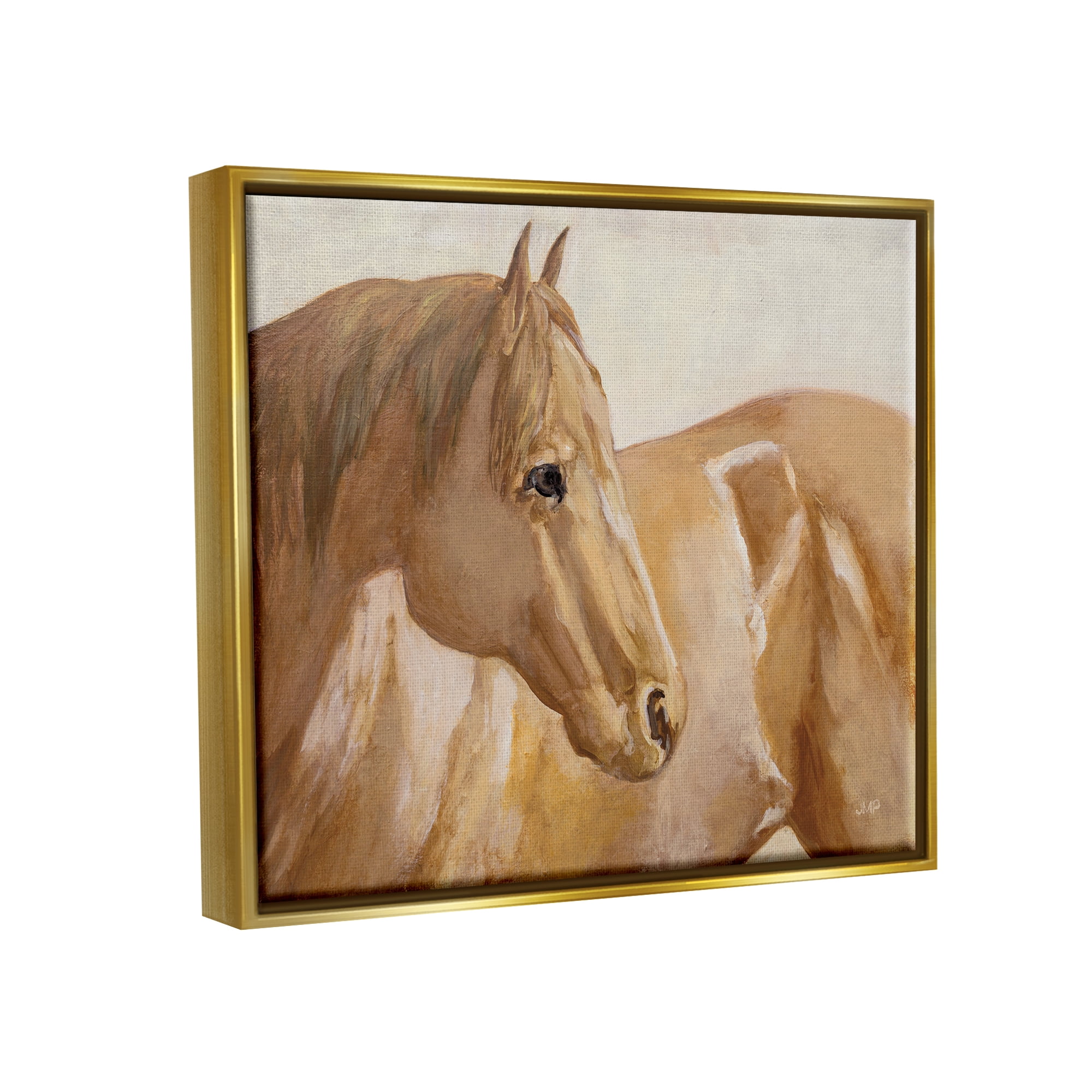 Stupell Industries Tan Horse Painting Animals & Insects Painting Gold Floater Framed Art Print Wall Art, 21 x 17