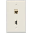 thumbnail image 1 of RiteAV - 1 Cat6 Ethernet and 1 HDMI Port Wall Plate - Light Almond - Bracket Included, 1 of 1