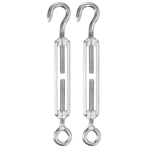 Uxcell 2-Pack Tensor Gancho y Ojo, M5 Tensores de Acero Inoxidable Pesados Ajustables para Tensión de Cuerda