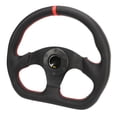 thumbnail image 2 of Volante de coche tipo D con marco negro de cuero, deportivo, de carreras, ajuste universal, repuesto para drifting, 2 of 14