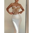 thumbnail image 5 of Women’s Strapless Color Block Corset Top – Retro Fishbone Backless Off-the-Shoulder Sleeveless Clubwear, Plus Size Available, 5 of 5