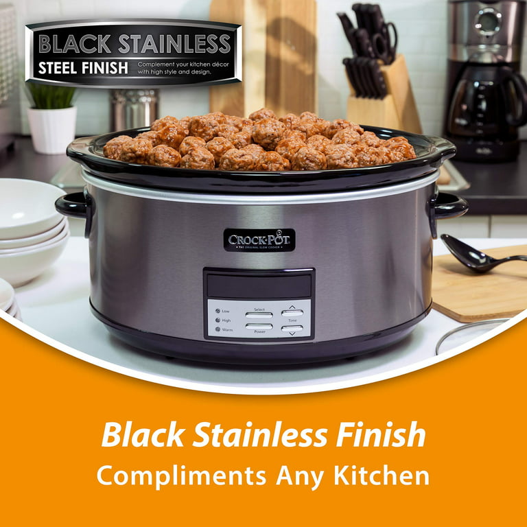 Crock-Pot® Programmable 8-Quart Slow Cooker, Black Stainless