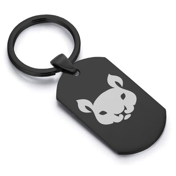 Stainless Steel Year of the Rat Zodiac Dog Tag Keychain Circle Ring