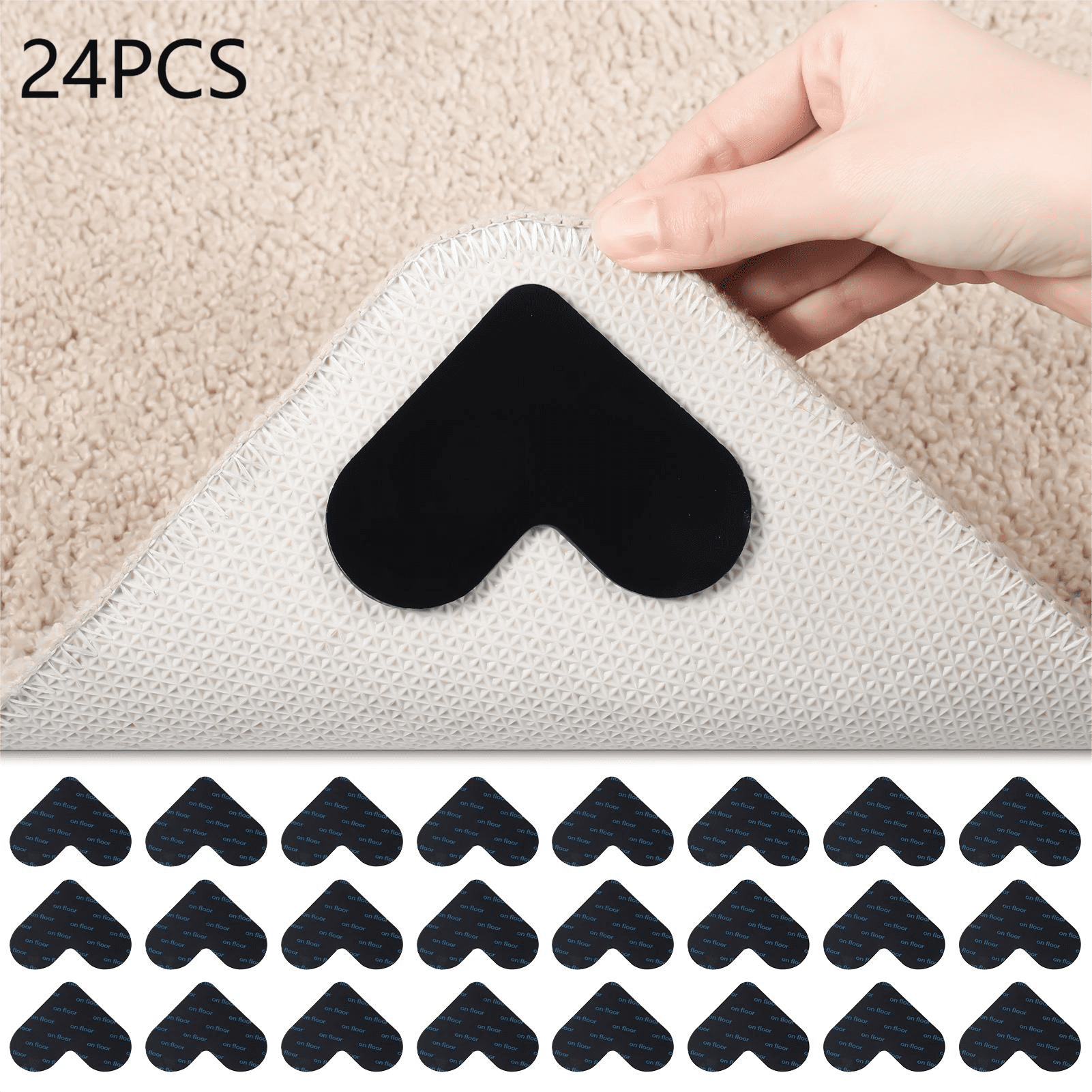 Prdigy 24 Pcs Non Slip Rug Grippers Heart Shape, Carpet Corner Slide