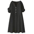 thumbnail image 3 of Linen Dress for Women Ihhxva Cotton Loose Fit V-Neck Button Front with Pockets Casual down Summer Beach Midi Shift Style A-Line S-5XL, 3 of 7