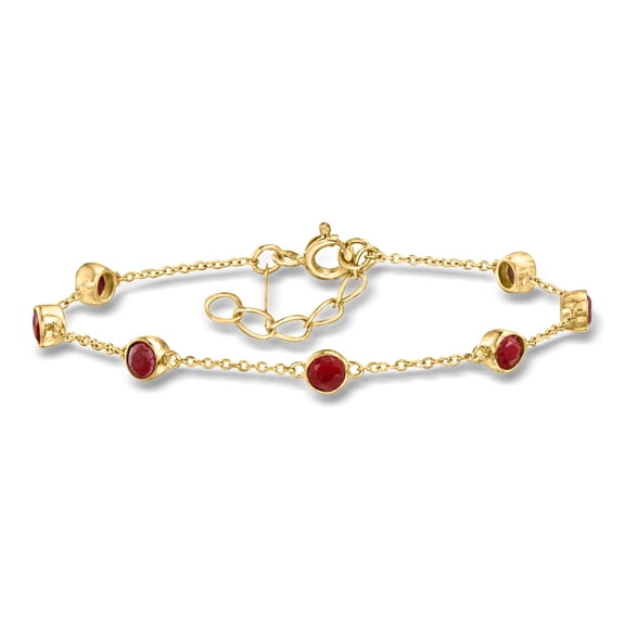 Ross-Simons 2.50 ct. t.w. Bezel-Set Ruby Station Bracelet in 18kt Gold Over Sterling, Women's, Adult