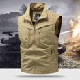 thumbnail image 4 of BRGZLK Men's Vests Casual Lightweight Zip Up Multi-Pocket Solid Color Vest Waterproof Breathable Waistcoat, 4 of 6
