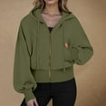 thumbnail image 2 of Womens Zip Up Hoodies Stylish Hooded Casual With Zipper Pocket In Solid Color Army Green Winter Sweatshirts Fall Fashion Outfits 2025 ( L ), 2 of 4