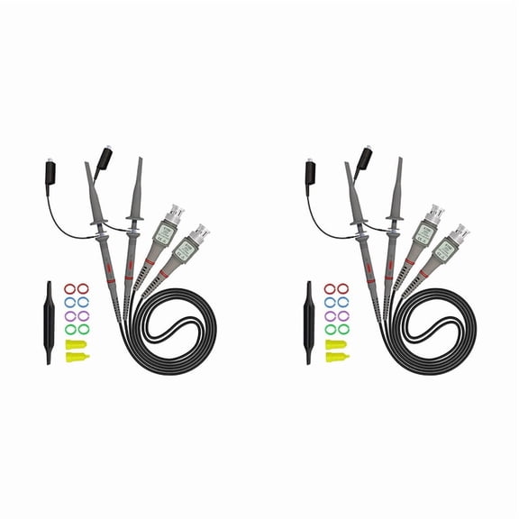 4 Pack Universal P6100 Oscilloscope Probes 100MHz, Oscilloscope Clip Probes 1X 10X with Accessories