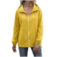 thumbnail image 6 of Jackets for Women Baeitkot Women's Solid Color Winter Fashion Hooded Drawstring Sports Waterproof Raincoat Windbreaker Long Sleeve Jacket, 6 of 9