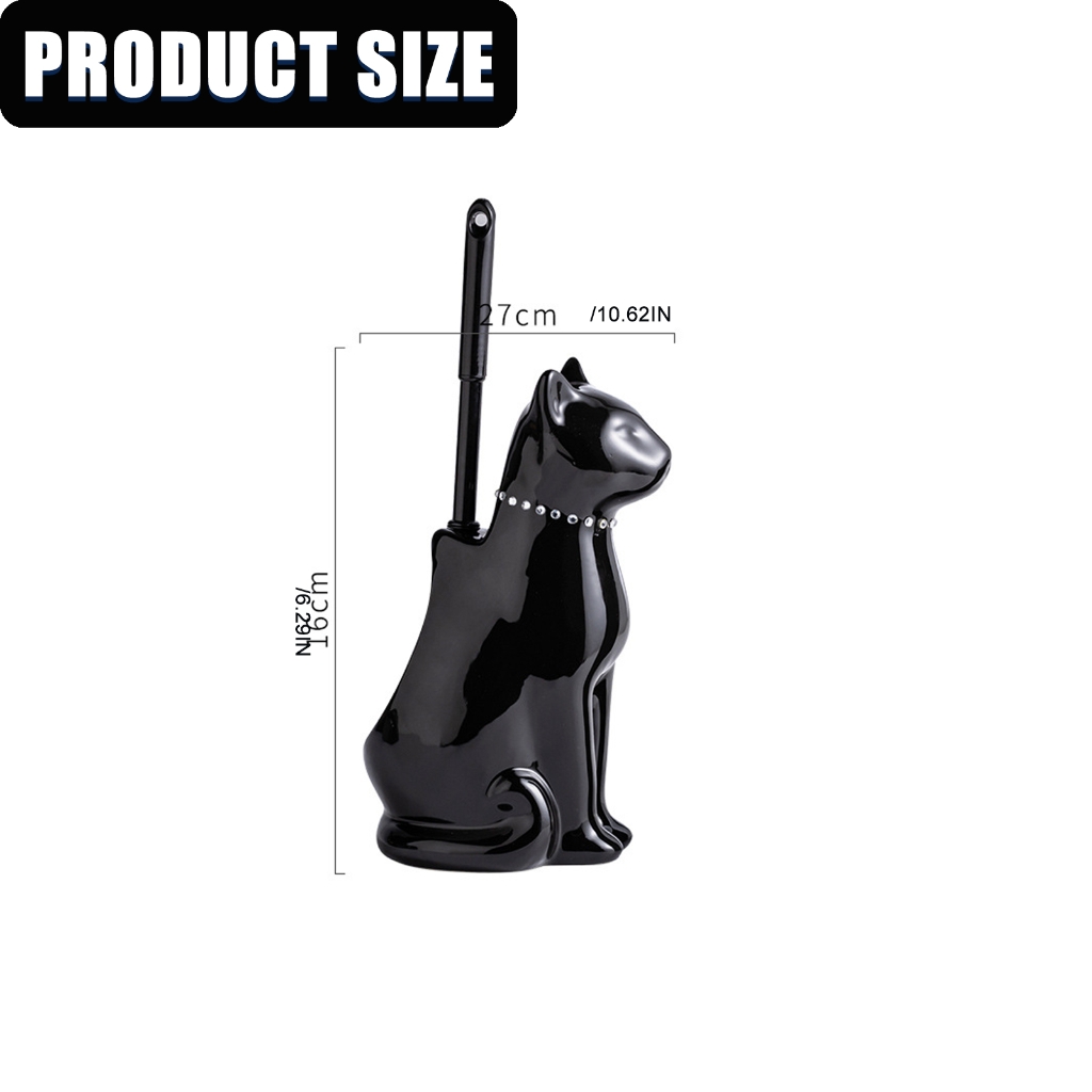 Freestanding Toilet Brush and Holder Bathroom Toilets Brushes Ceramic Cats Base Toilet Bowl Brush Cleaner