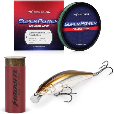 Superpower Braided Fishing Line and Lure Kit 4X Braid Line with Hard & Soft Baits Topwater Jigs Rigs&Jerkbaits Complete Freshwater Fishing Gear Set for Bass Trout & Walleye Gift for Men