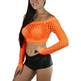 thumbnail image 5 of ToBeInStyle Women Stretch Fishnet Long Sleeve Rave See-Through Novelty Crop Top, 5 of 5