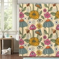 thumbnail image 3 of Lindameler 70s Retro Shower Curtain Vintage Yellow Flower Bathroom Curtain Funky Mushroom Fabric Shower Curtain Set with 12 Hooks 72x72 Inches, 3 of 4