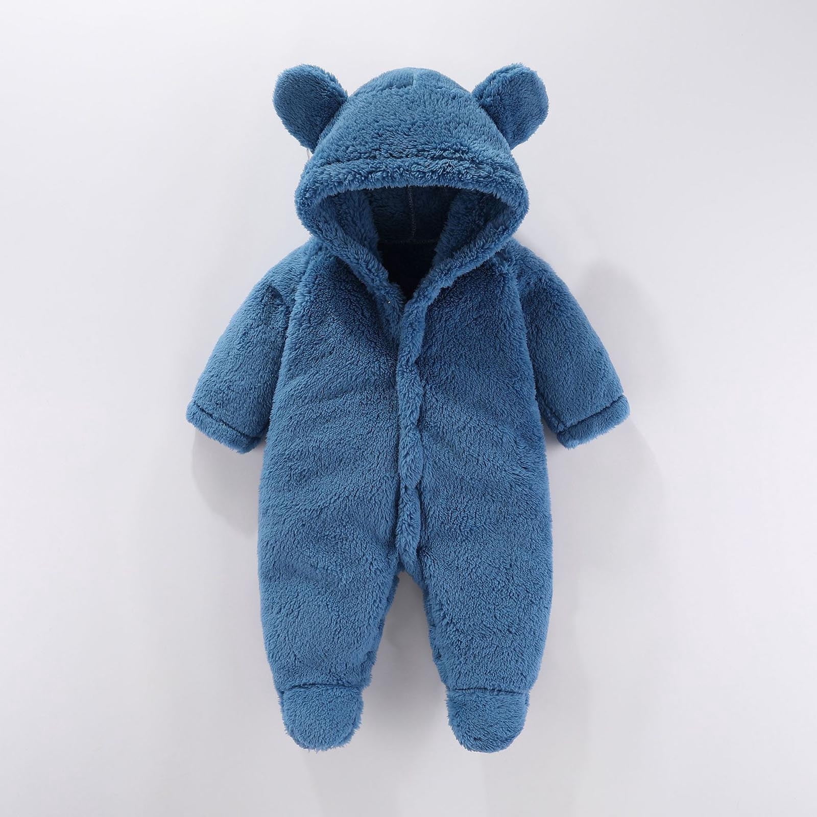 UAMVSH Baby Winter Clothes Newborn Fleece Warm Romper Jumpsuit Infant Comfy Soft Hooded Long Sleeve Onesies with Ears