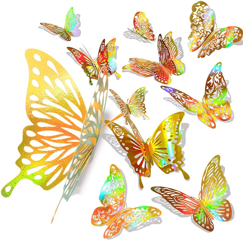 Gold Mirrored 3D Butterfly Peel and Stick Wall Decals 10 Piece - World  Market