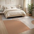 thumbnail image 3 of ODIKA 8'x10' Warm Peach Tones Geometric Harmony Washable Area Rug Modern Abstract Design with Curves and Lines Non-Slip Chair-Friendly Mat for Dining Room, Large Office, Lounge, 3 of 7