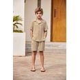 thumbnail image 6 of Arshiner Boys 2 Pieces Summer Beach Outfits Short Sleeve Button Down Shirts and Shorts Vacation Texture Sets for Kids, 6 of 8
