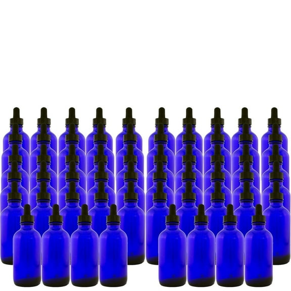 Cobalt Blue 4oz Dropper Bottle (120ml) Pack of 48 - Glass Tincture Bottles with Eye Droppers for Essential Oils & More Liquids - Leakproof Travel Bottles