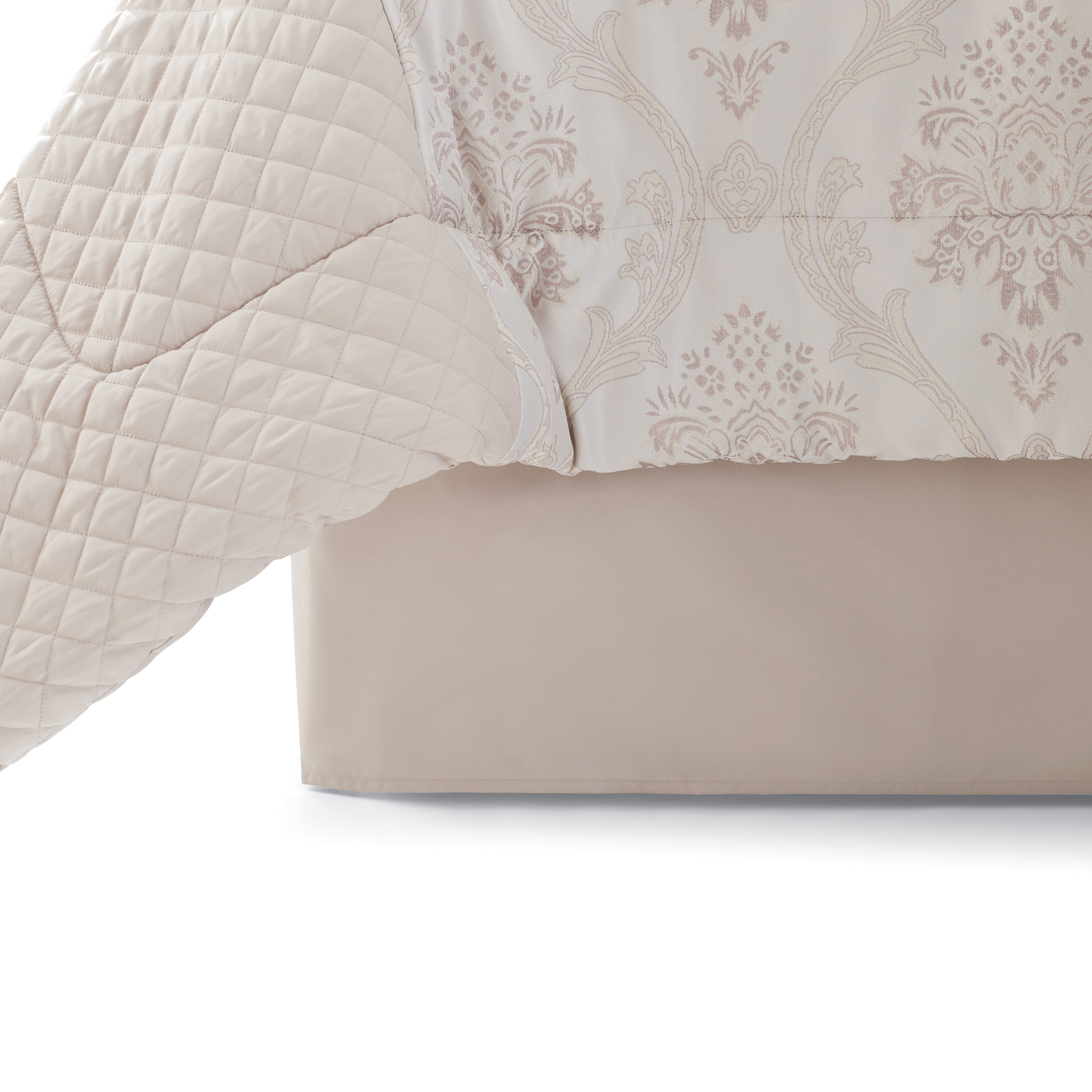 Mainstays 7-Piece Ivory Quilted Jacquard Comforter Set, Full/Queen