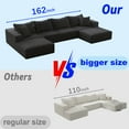 thumbnail image 4 of Newest 162" Oversized Cloud L-Shaped Sectional Sofa Set in Chenille for Ultimate Relaxation,Grey, 4 of 6