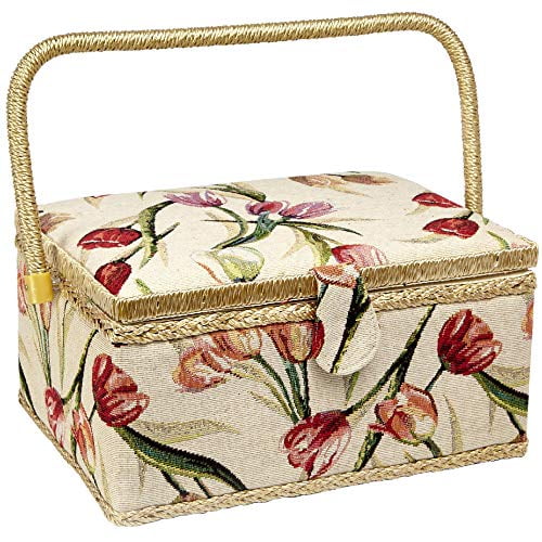 Sewing Box Organizer Extra Large Sewing Box With Handle Basket and Multiple Compartments for Sewing Supplies Storage 