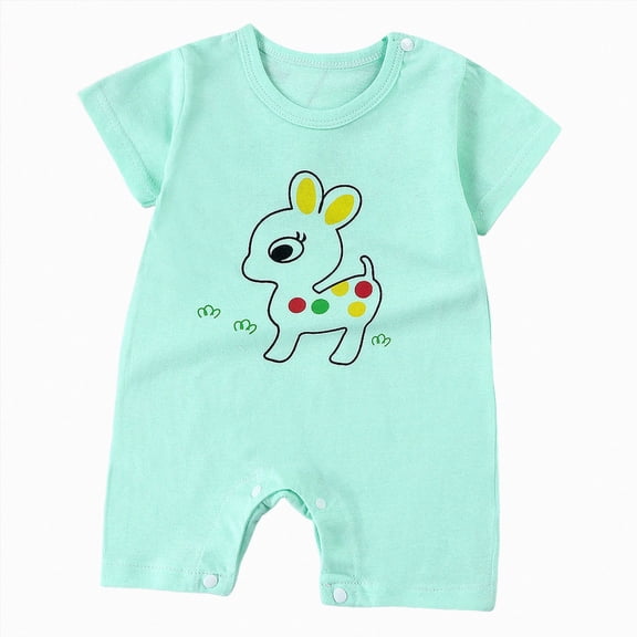 KPOPLK Baby Romper with Pattern Clothes Short Sleeve Cotton Jumpsuit Soft Bodysuit Onesie Unisex for 0-24M Size 18-24 Months,Mint Green
