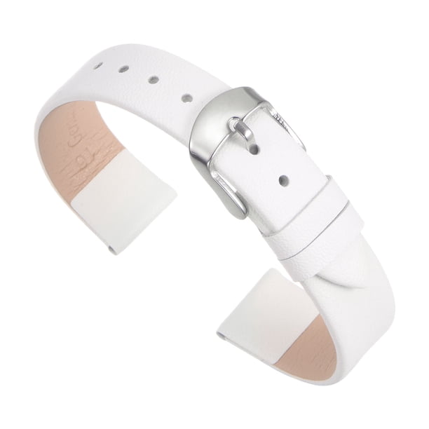 Genuino Cuero Correa 22mm Ancho, Liso Plano Cuero Reloj Correa para Hombre y Mujer, Blanco