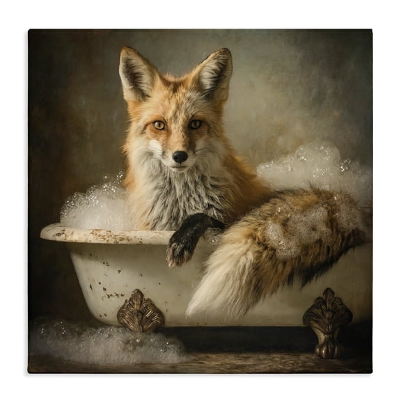 Stupell Industries Red Fox Bubble Bath Canvas Wall Art, design by Tina LeCour