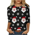 thumbnail image 2 of Luxalzxs Women Plus Size Merry Christmas Shirt Oversized Xmas 3/4 Sleeve Casual Crewneck Holiday Blouse Tee Shirts, 2 of 5