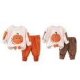 thumbnail image 7 of GYRATEDREAM Toddler Baby Boy Girl Halloween Outfit Pumpkin Long Sleeve Sweatshirt and Pants Set Infant Fall Outfits for 120CM Brown, 7 of 7