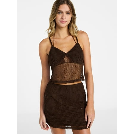 No Boundaries Sequin Top Coverup, Women's XXS-XXL