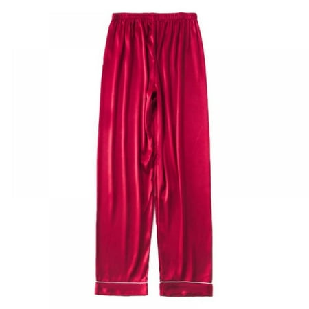 

Winter and Spring Pure Color Silk Men s Pyjama Trousers Loose Home Wear Skin-Friendly Comfortable Soft and Loose