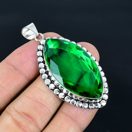 Green Tourmaline 925 Sterling Silver Gemstone Gift Jewelry Pendant 2.5" VJ 1329