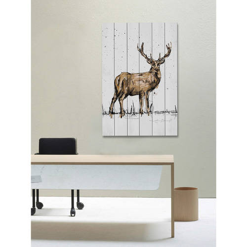 Marmont Hill "Cerf Adulte" by Marie-Eve Pharand Painting Print on White Wood