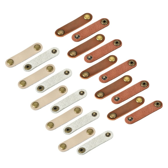 Leather Cable Straps Cord Organizer Cable Ties Portable Cable Management, Light Brown/Golden, Pack of 20