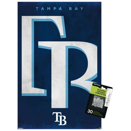 MLB Tampa Bay Rays – Logo 25 Wall Poster with Push Pins 14.725 x 22.375