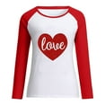 thumbnail image 3 of Luxalzxs Women Valentine's Day T-Shirt Love Heart Printed Loose Sweatshirt Fashion Casual Long Sleeve Crewneck Holiday Pullover Tops, 3 of 4
