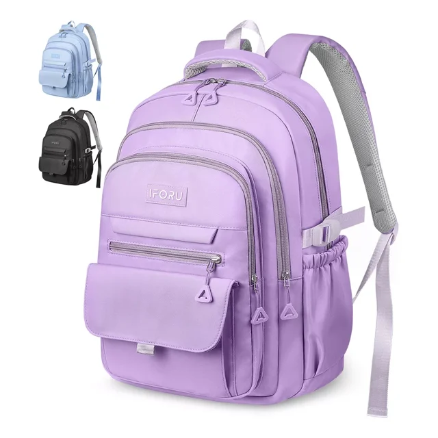 Mochila Escolar Viaje Bolsa de Mujer Mochilas Para Laptop 16 Inch 3 Capas Llila IFORU 40L