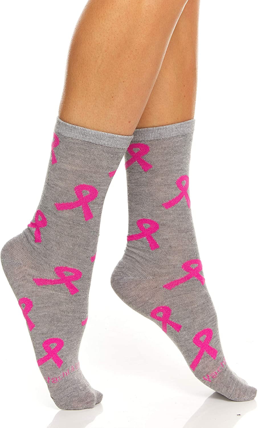 Yacht & Smith Pink Ribbon Breast Cancer Awareness Ankle/Crew Socks for Women (12 Pairs Assorted (Crew) Women (9-11))