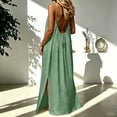 thumbnail image 2 of Wsysadlol Under $20 Summer Dress Women Summer Boho Maxi Dress Sleeveless Gradient Color Spaghetti Strap Backless Flowy Beach Dress Casual Loose Cover Up Dress, 2 of 8