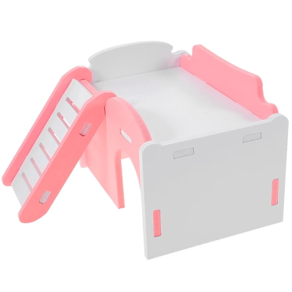 TABLZONE 1Pc Pink Wooden Hamster Hut Eco Friendly Pet Hideout and Playground House