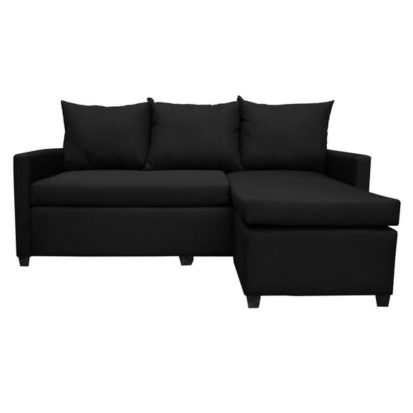 Sala Esquinera Modular El Bazar Store Vancouver Negro 175x130 cm Sofa Lado derecho ó izquierdo Económica, Tela Lino