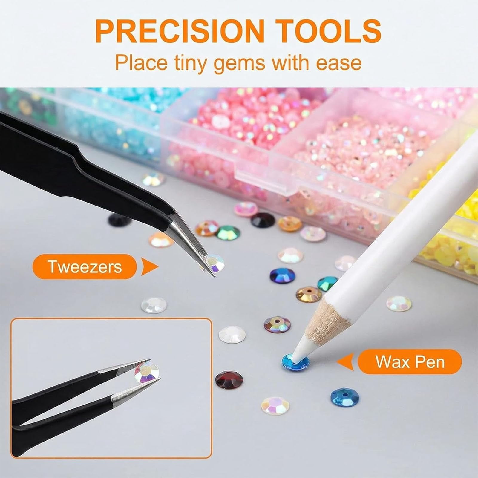 Colorful DIY Resin Rhinestone Kit with Storage Box, 32000Pcs Resin Jelly Rhinestones for Bedazzling, Multicolor 3mm Flatback Gems for Diamond Art, Bedazzler Kit (40-Color)