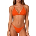 thumbnail image 4 of Dresfit Halter Two Piece Bikini Set for Women - Solid Color with Chest Pads & No Underwire Saffron L, 4 of 4