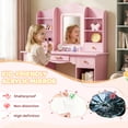 thumbnail image 5 of LAZY BUDDY Kids Vanity Table with 3-Color Lights & Acrylic Mirror, Toddler Makeup Dressing Table with Stool, Drawers & Storage Shelves, Princess Pretend Play Vanity Desk Set with Anti-Tip Device, 5 of 10