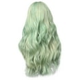 thumbnail image 2 of WXLCISI Long Green Wavy Wig for Women 25 Inch Middle Part Curly Wig Natural Looking Synthetic Heat Resistant Fiber Wig for Daily Party Use, 2 of 9