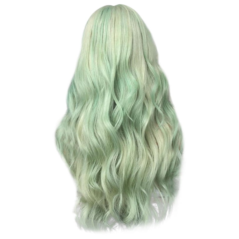 NEW ! Women Long 25 Inch Curly Wavy Wig Green WXLCISI Long Green Wavy Wig for Women 25 Inch Middle Part  main image 4