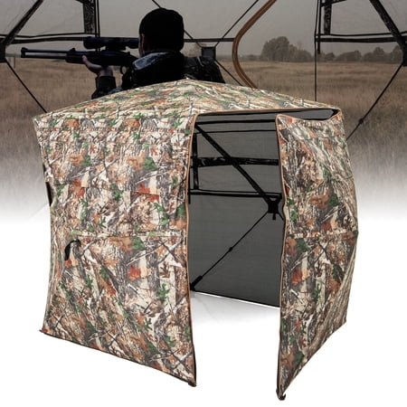 Costway 360° One-Way See-Through Hunting Blind with Full-Open Door Portable Carry Bag Camouflage