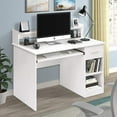 thumbnail image 2 of EasingRoom Wood Computer Desk Home Office Laptop Study Table with Drawer and Keyboard, White, 2 of 8